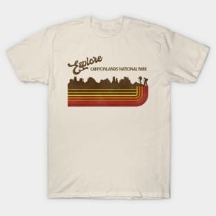 Explore Canyonlands National Park Retro 70s/80s Stripe T-Shirt